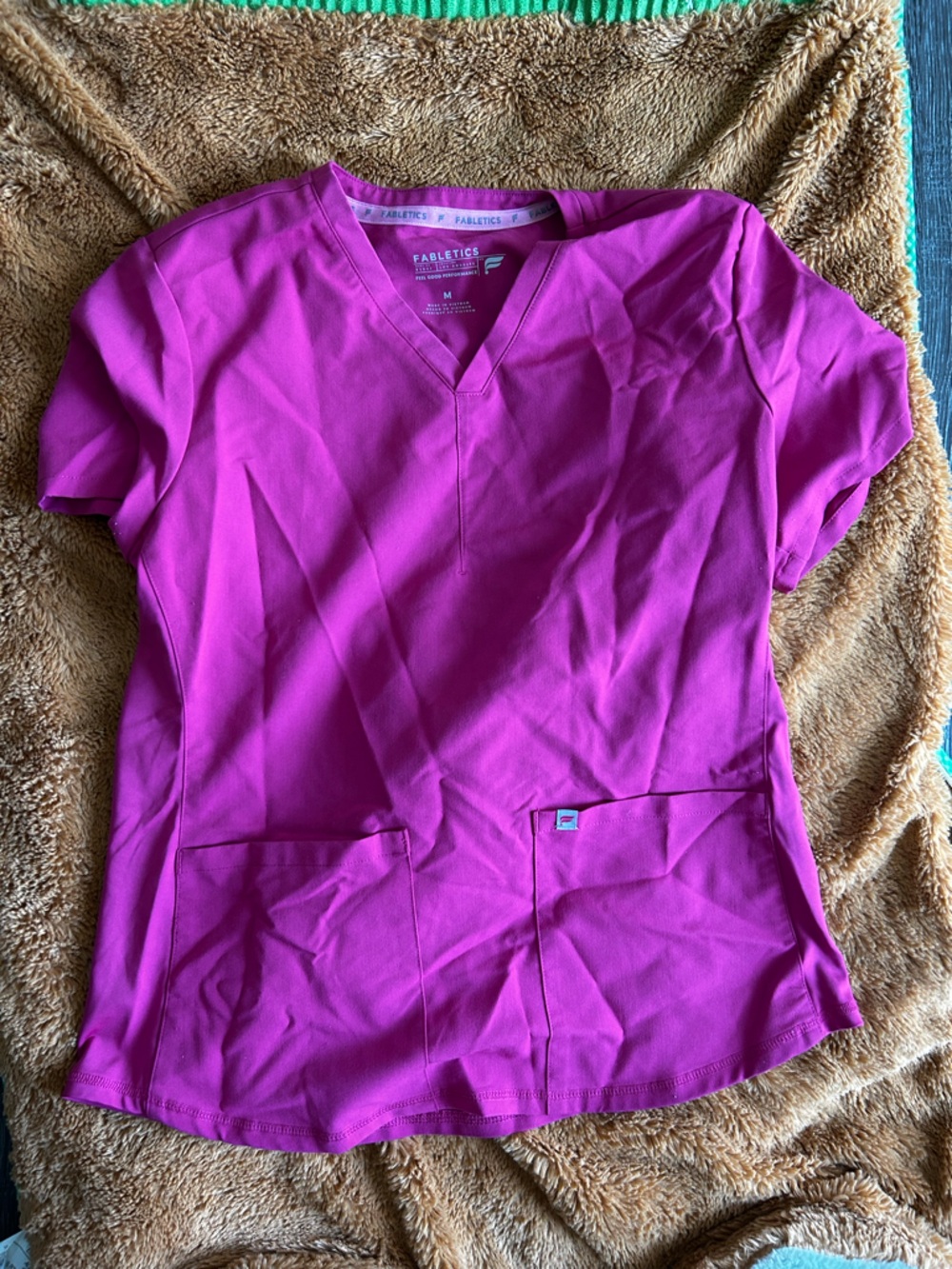 Fabletics Fuschia V-Neck Scrub Top